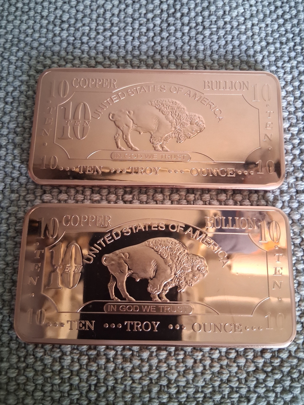 2 10 Troy Oz Copper Bullion Bars By CMC Mint "Investment Grade"
